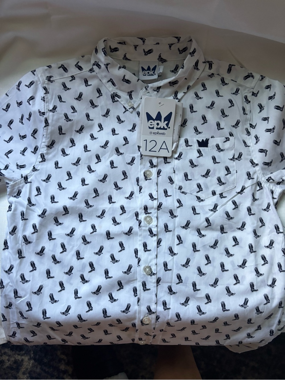 Cowboy boot Short-Sleeve Printed Button-Up Shirt - Boys brand -new